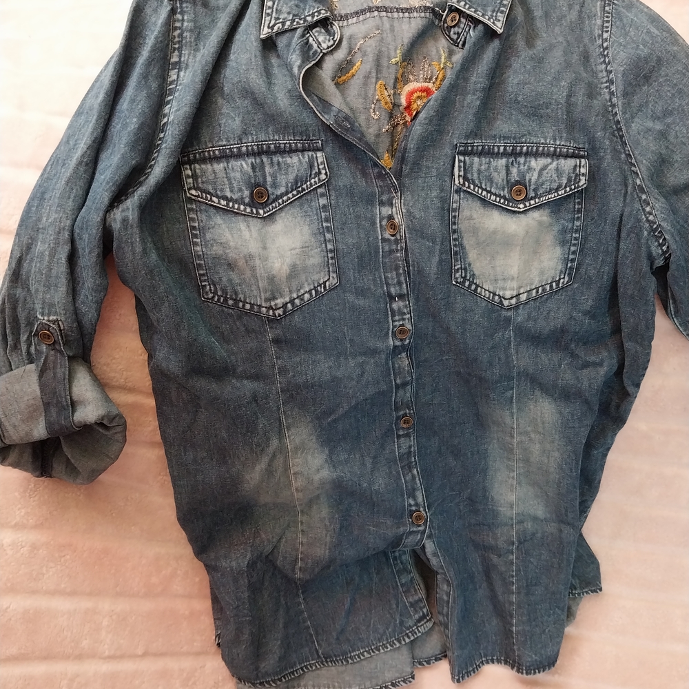 Blue Denim Button-Up Shirt